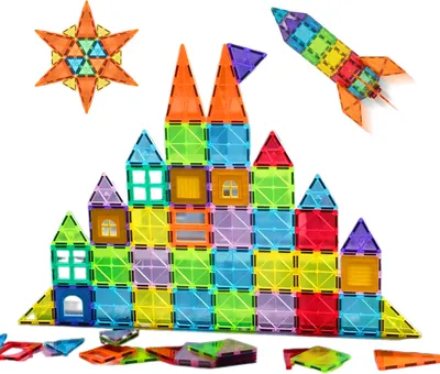 Produktbild von Relaxdays Magnetbausteine, XXL, 100 Teile, verschiedene Formen, Magnetspielzeug, ab 3 Jahre, Magnetsteine Kinder, bunt