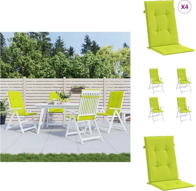Immagine prodotto di vidaXL Cuscini per sedie da giardino con schienale alto 4 pz. Verde chiaro 120x50x3 cm - Cuscino di seduta