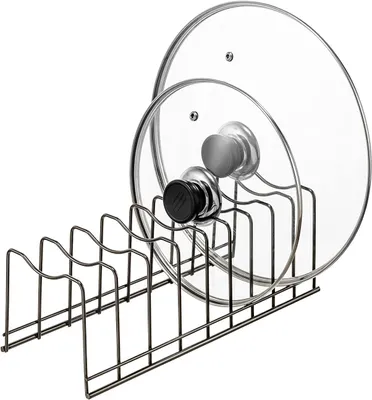 Produktbild von Topfdeckelhalter Organizer, Edelstahl, Freistehend, 10,9 x 30,5 x 10,2 cm, Für 9 Topfdeckel