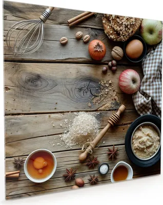 Produktbild von Küchenrückwand Spritzschutz Glas mit Motiv Herbstbackzubehör 40 x 40 cm