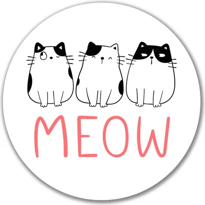 Produktbild von Huuraa Aufkleber Katzen Meow Comic 10cm rund Sticker Geschenkidee