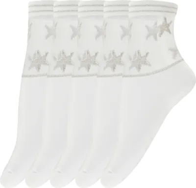 Produktbild von Giulia 5 Paar glänzende atmungsaktive Fein Socken Damen Halbsocken Söckchen Kurzsocken Mädchen Frauen 39-40 White