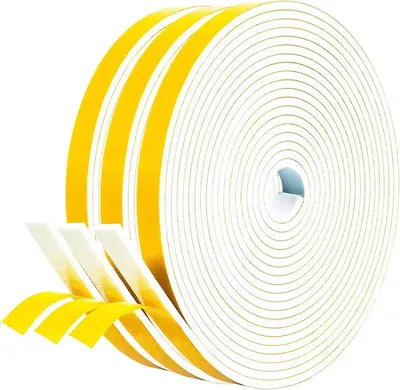 Produktbild von Selbstklebendes Dichtungsband - Schaumstoffdichtung für Schalldämmung - 12 mm (B) x 3 mm (D) - 15 m (L) - 3 Rollen à 5 m - Weiß