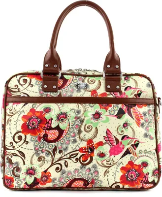 Produktbild von Oilily Umhängetasche Schultertasche mit Laptopfach Tropical Birds Office Bag Cream-White weiß mehrfarbig