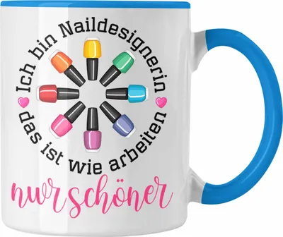 Produktbild von Trendation - Nagelfee Tasse Geschenk Kosmetik Nageldesignerin Nagelstudio Naildesignerin (Blau)