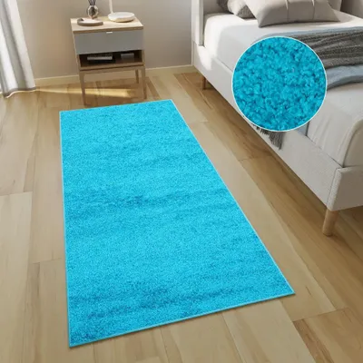 Produktbild von Läufer Shaggy Hochflor Langflor Türkis Modern Wohnzimmer Schlafzimmer 120 x 450