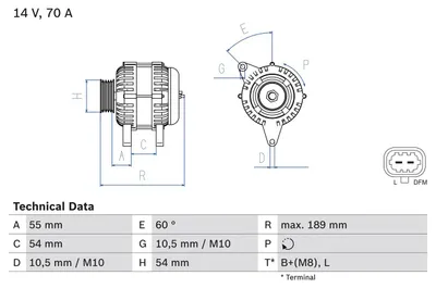 Image de Bosch | Alternateur 70 A (0 986 083 580) adaptable sur Opel