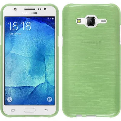 Produktbild von PhoneNatic Case kompatibel mit Samsung Galaxy J7 (2015 / J700) - grün Silikon Hülle brushed + 2 Schutzfolien