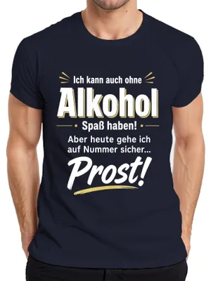 Obrázek produktu pro Tričko s nápisem "Umím se bavit i bez alkoholu", pánské, tmavě modré, velikost L