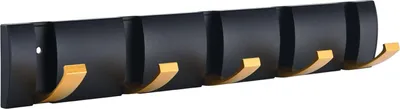 Produktbild von ASKSA 5 Klappbar Haken Hakenleiste Garderobe fuer Eingangsbereich, Wand, Tuer, Badezimmer, Schlafzimmer, Schwarz Gold
