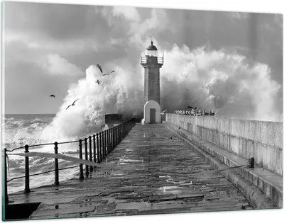 Produktbild von Bilder auf glas - Einteilig - Laterne Meer Portugal - 120x80cm - Glasbilder - Wandbilder - Bilder - zum Aufhängen bereit - Wanddekoration aus Glas - Glas Bilder - Wandbild auf Glas - GAA120x80-4913