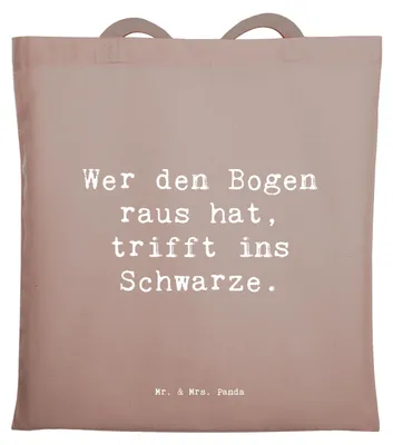 Produktbild von Mr. & Mrs. Panda Tote Bag Spruch Bogensport Meister - Braun Pastell - Geschenk, dokumententasche, Konzentration, Präzision, Sportart, Stoffbeutel, Sportarten, Tasche