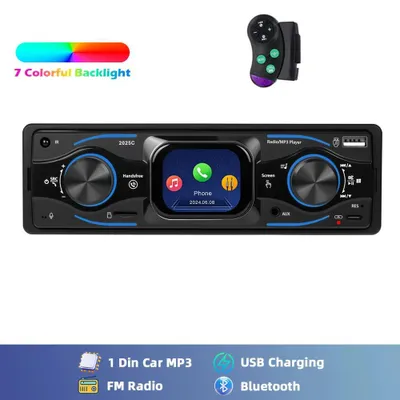 Obrázek produktu pro Autorádio – 1-DIN Bluetooth MP3 přehrávač – 6,35 cm displej – USB – výstupní výkon 4×45 W – 12 V – dálkové ovládání – černé