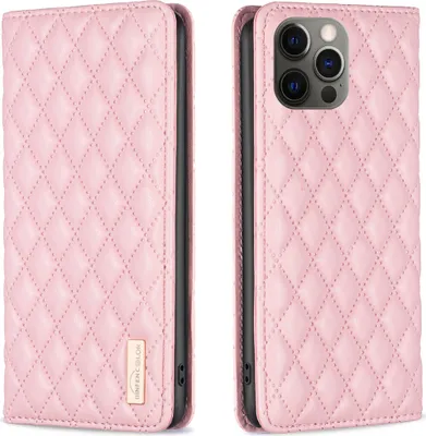 Produktbild von iPhone 12 / 12 Pro Hülle, Elegant Bookstyle Flip Leder Kartenfächer Schutzhülle mit Ständer für iPhone 12 / iPhone 12 Pro Pink