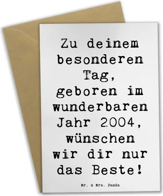 Produktbild von Mr. & Mrs. Panda Grußkarte Spruch 2004 Geburtstag - Weiß - Geschenk, besondere Geschenke, weihnachtskarten, Erinnerungsgeschenk, Happy Birthday, einladungskarten