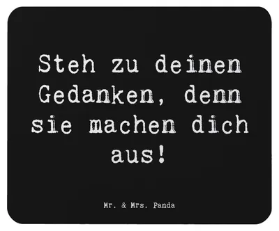 Produktbild von Mr. & Mrs. Panda Mauspad Spruch Mutig zu seinen Meinungen stehen - Schwarz - Geschenk, mausteppich, Zuversicht, mousematte, sein, gummi, eigene Meinung vertreten, zeigen