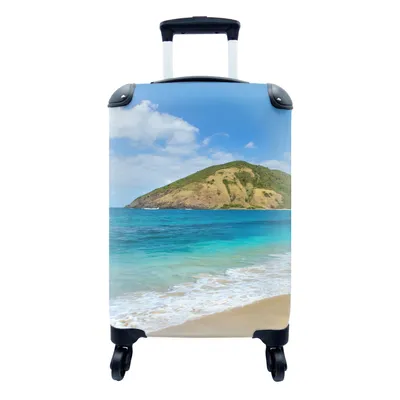 Produktbild von MuchoWow® Koffer Handgepäck Trolley Rollkoffer Kleine Reisekoffer mit 4 Rollen - Meer - Tropen - Strand - Pflanzen - Cabin Size < 55x40x23 cm & 55x40x20 cm - Fotokoffer - Kabinenkoffer - Boardgepäck - Reise-Box - Reisekoffer - Reisegepäck - Koffer mit Bild - Trolley für Kinder