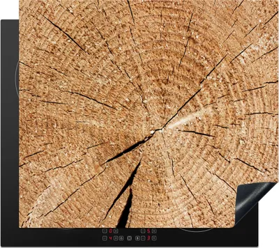 Produktbild von KitchenYeah© Herdabdeckplatte Baumstamm - Baumringe - Holz , 59x52cm, Küche Deko, Glaskeramikkochfeld Herdabdeckung, Abdeckplatte fùr Kochfeld