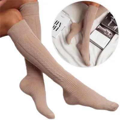 Produktbild von Kniestrümpfe Milena Ajour Zopf Muster schwarz grau beige 37-41