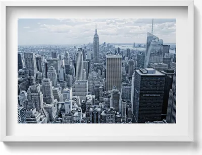 Produktbild von Blick auf New York– Wandbild mit Rahmen – Gerahmtes Bild  – Wanddekoration – 70x50 cm –  Weiß Rahmen