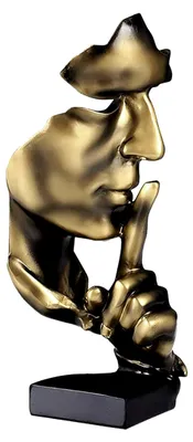 Produktbild von Denker Statue, Stille ist Gold Abstrakte Kunstfigur, Moderne Harzskulptur für kreative Raumgestaltung, Büro- und Wohnzimmerschmuck (Gold)