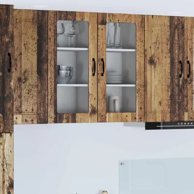 Obrázek produktu pro vidaXL Nástěnná skleněná skříňka PORTO ve stylu starého dřeva 40 x 31 x 80 cm, dřevotřísková deska