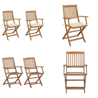 Immagine prodotto di vidaXL Sedie da giardino pieghevoli 2 pezzi con cuscino in legno massiccio di acacia - sedia da giardino - sedie da giardino - poltrona da giardino - sedia pieghevole