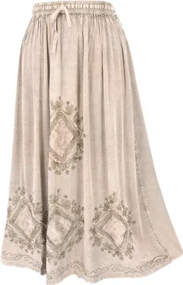Produktbild von Bestickter Boho Hippierock, Indischer Maxirock - Beige/Design 9, Damen, Creme-weiß, Viskose, Röcke