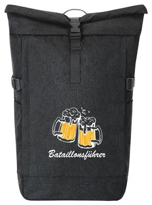Produktbild von Huuraa Kurierrucksack Bataillonsführer Schützenfest 30-44 Liter Black Melange Fairtrade Rolltop Rucksack Geschenkidee