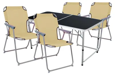 Image de set de 5 meubles de camping Black Alu 120x60x58/70cm beige