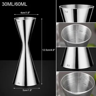 Obrázek produktu pro Měřící kelímky na koktejly Famanu, vyrobené z nerezové oceli - objem 30 ml / 60 ml