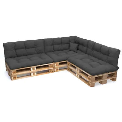 Produktbild von POKAR Palettenkissen mit schöner Steppung Auflage Palettensofa, Größe:8er Set, Farbe:Anthrazit - Wasserdicht