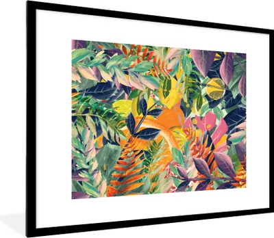 Produktbild von MuchoWow® Gerahmtes Poster Blumen - Dschungel - Tropisch 80x60 cm - Poster mit Schwarzem Bilderrahmen Wandposter Rahmen Foto Bilder - Schlafzimmer-Dekorationen - Fotoposter