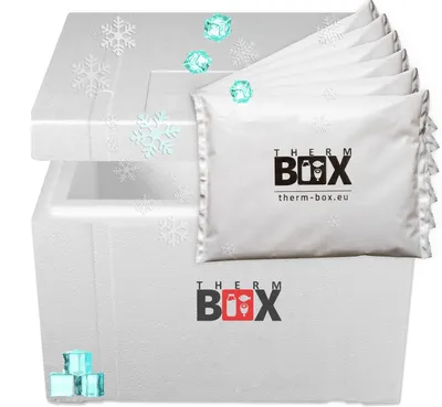 Produktbild von THERM BOX Styroporbox 53W mit 6x Kühlakku für Kühlbox 53,2L Innen 47x38x29cm Transportbox Thermbehälter Wiederverwendbar