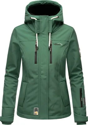Produktbild von Marikoo Leichte Damen Softshelljacke mit Kapuze Outdoor Regenjacke wasserdicht Kleinezicke Dusty Green Gr. 34 - XS