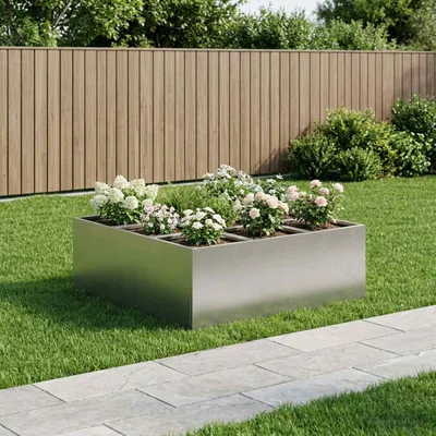 Produktbild von Möbel Garten-Pflanzgefäß Silber 100 x 100 x 40 cm Edelstahl - Beete &23873