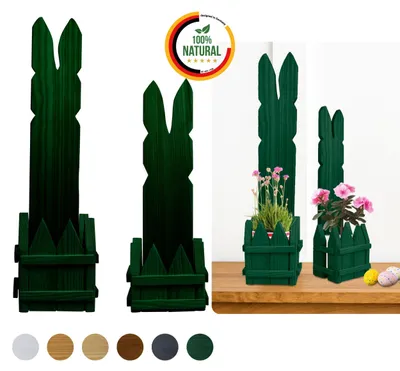Produktbild von Floranica 2er SET Osterdeko Hase aus Holz Deko Grün 40 und 50 cm Hoch DIY Deko Figur Ostern Frühling