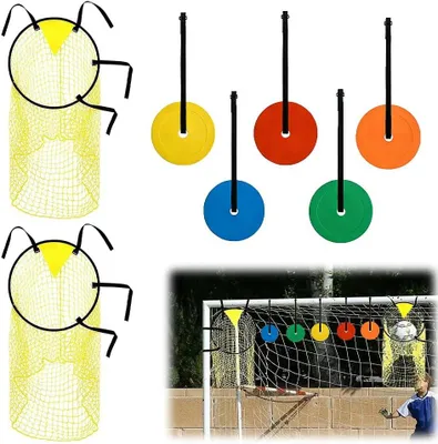 Produktbild von Fussballtore 2er-Set, 45 x 60 cm, Gelb, mit 5 Zielscheiben und verstellbaren Bändern, für den Garten