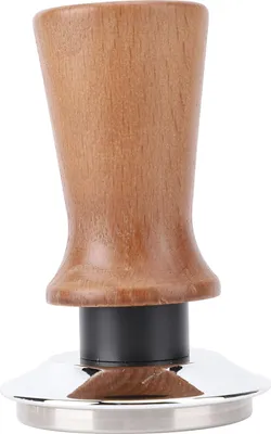 Zdjęcie produktu dla Tamper do kawy z uchwytem z litego drewna i płaskim dnem ze stali nierdzewnej do domowej kawiarni 58 mm / 2,3 cala