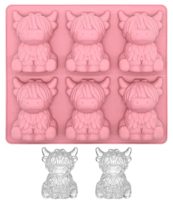 Eiswürfelform Hochlandkuh, Silikon, rosa, Mini-Eisform