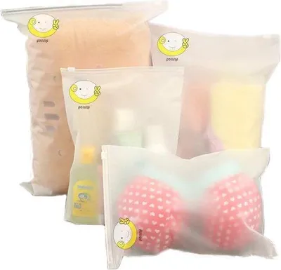 Produktbild von Famanu Aufbewahrungstaschen Set 5-teilig - transparent, mit Reißverschluss, für Kleidung, M