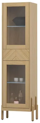 Zdjęcie produktu dla Witryna 2D1S, fornir dębowy, 2 drzwi, 1 szuflada, 60 cm