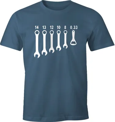 Produktbild von Herren T-Shirt Bieröffner Flaschenöffner Schraubenschlüssel Fun-Shirt Herren Fun-Shirt Moonworks® denim XL