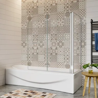 Produktbild von 120X75cm Badewannenaufsatz Duschabtrennung Duschwand Dusche Höhe 140cm