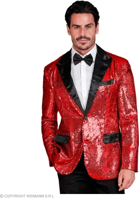 Produktbild von Paillettenjackett rot schwarz Paillettenjacke Sakko Disco Party Bühne, Groesse:S