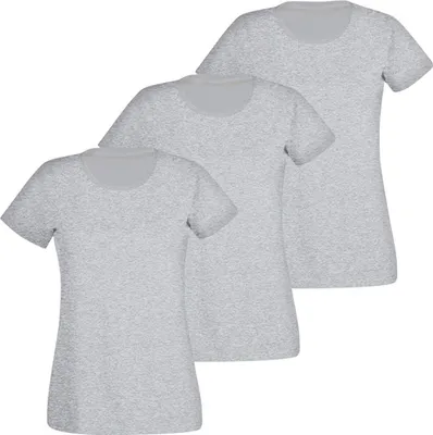 Produktbild von 3 DamenT-Shirt Rundhals Baumwolle- Grau