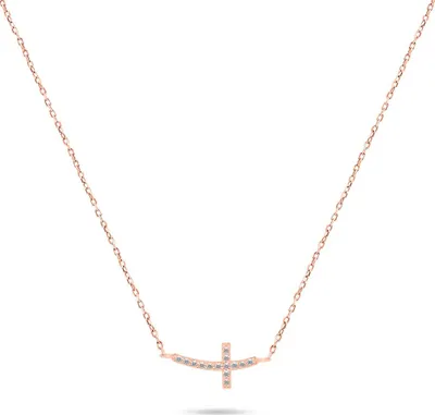 Productafbeelding van Bronsen ketting met een kruis en zirkonia's, model NCL57R