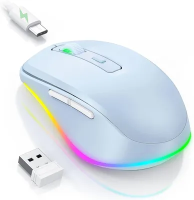 Zdjęcie produktu dla seenda Mysz bezprzewodowa LED, ładowalna mysz bezprzewodowa z podświetleniem, cicha mysz bezprzewodowa 2.4G USB do laptopa, komputerowa mysz bezprzewodowa z podświetleniem