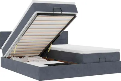Productafbeelding van vidaXL Ottomanbed met matras, donkergrijs, 160x200 cm, fluweel