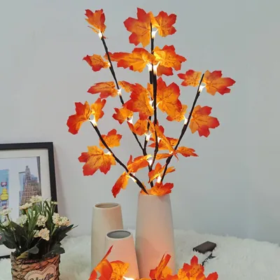 Ahornblatt-Zweigbeleuchtung 76 cm, 20 LED, Herbst-Deko